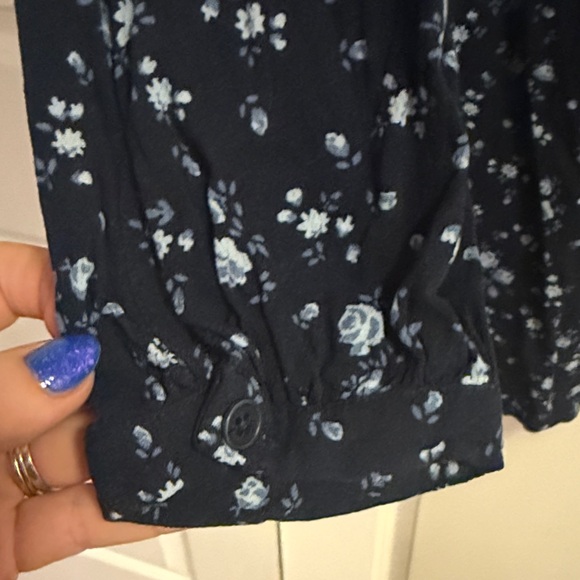 EUC Reformation Navy Blue Floral Print Cotswold Mini Dress Size Large - Picture 6 of 8